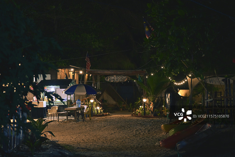 小停泊岛夜晚图片素材
