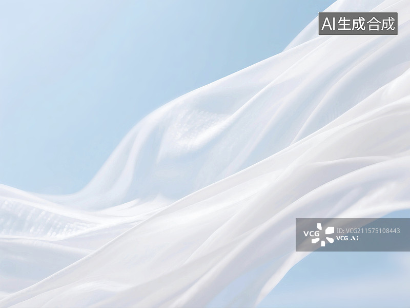 【AI数字艺术】风吹白色薄纱飞舞图片素材