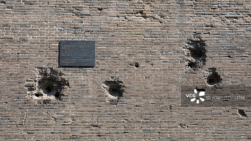 宛平城墙上“七七事变”弹坑遗址图片素材