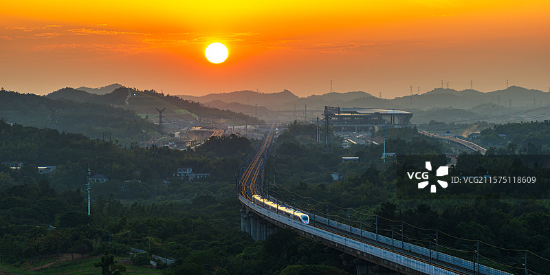 湖南省长沙市望城区，高铁西站，长株潭城际铁路图片素材