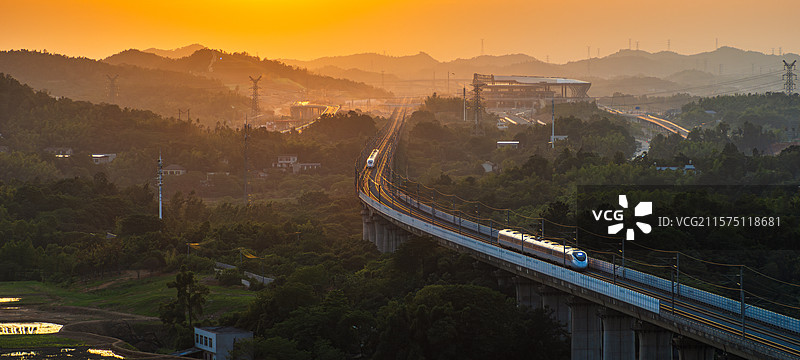 湖南省长沙市望城区，高铁西站，长株潭城际铁路图片素材