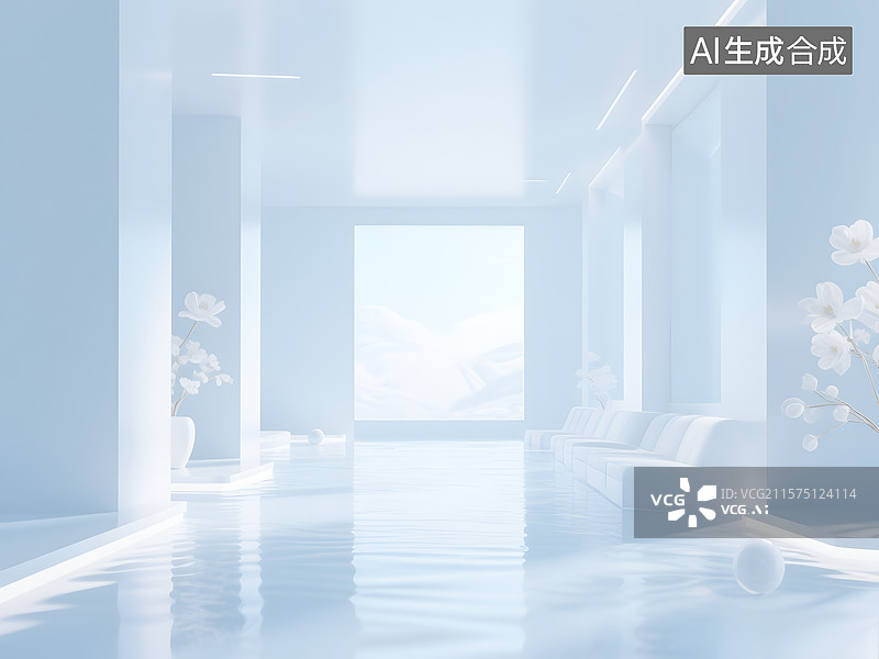 【AI数字艺术】空调家具用品等体现纯净干净洁净的广告背景图图片素材