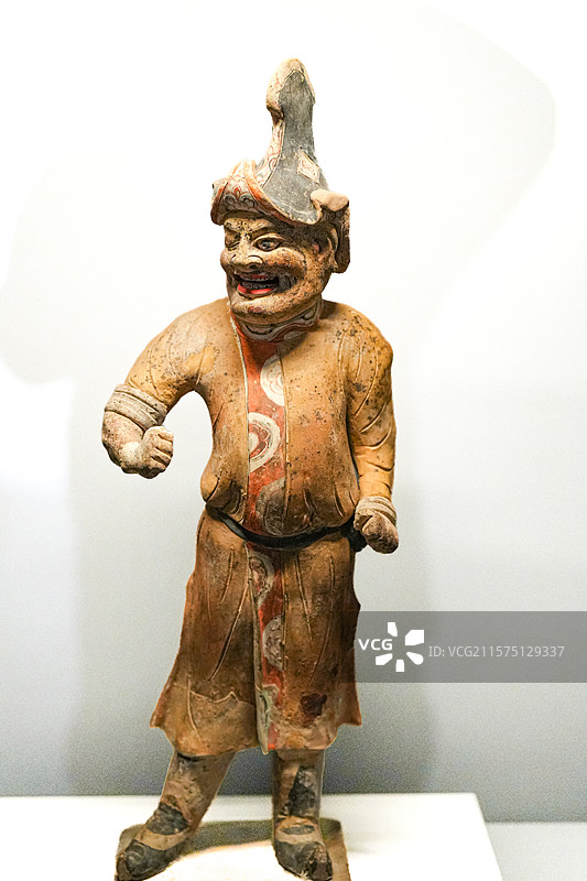 唐代 彩绘灰陶参军戏俑 穆泰墓出土 庆城县博物馆图片素材