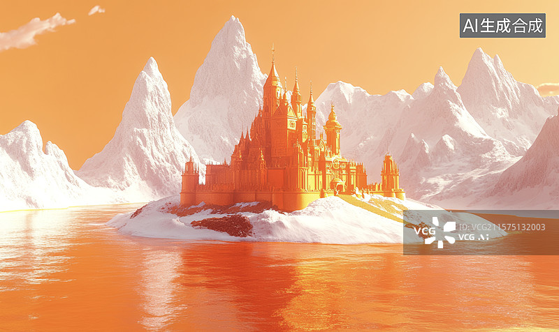 【AI数字艺术】金色宫殿梦幻岛图片素材