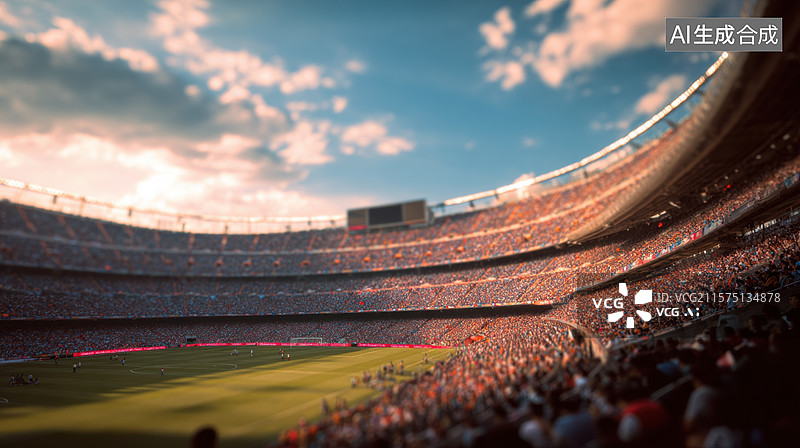 【AI数字艺术】体育场内观众如潮的壮观场景图片素材