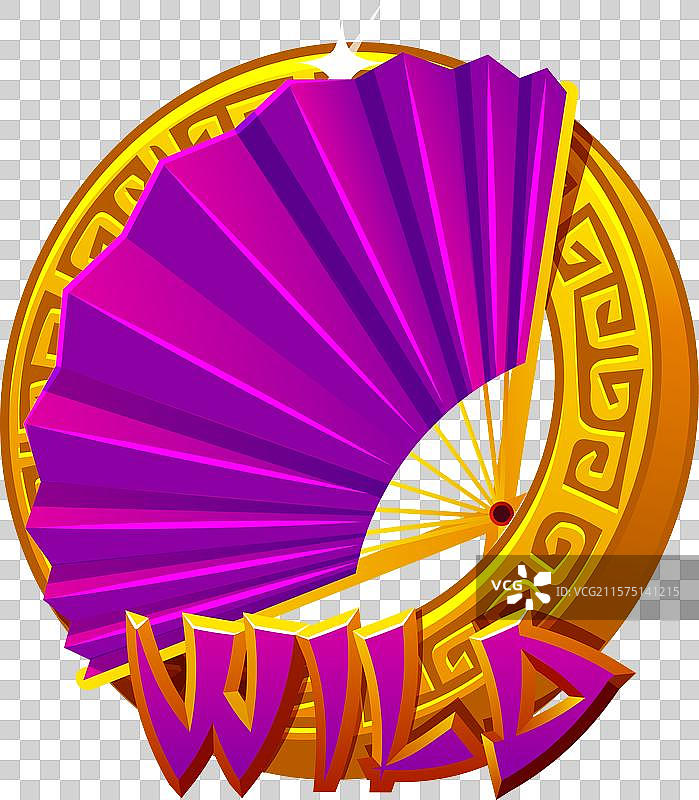 老虎机图标 - 金色的中国折扇图片素材