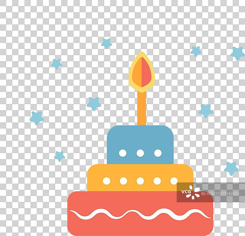 几何图形的粉蓝色蛋糕与蜡烛图标图片素材
