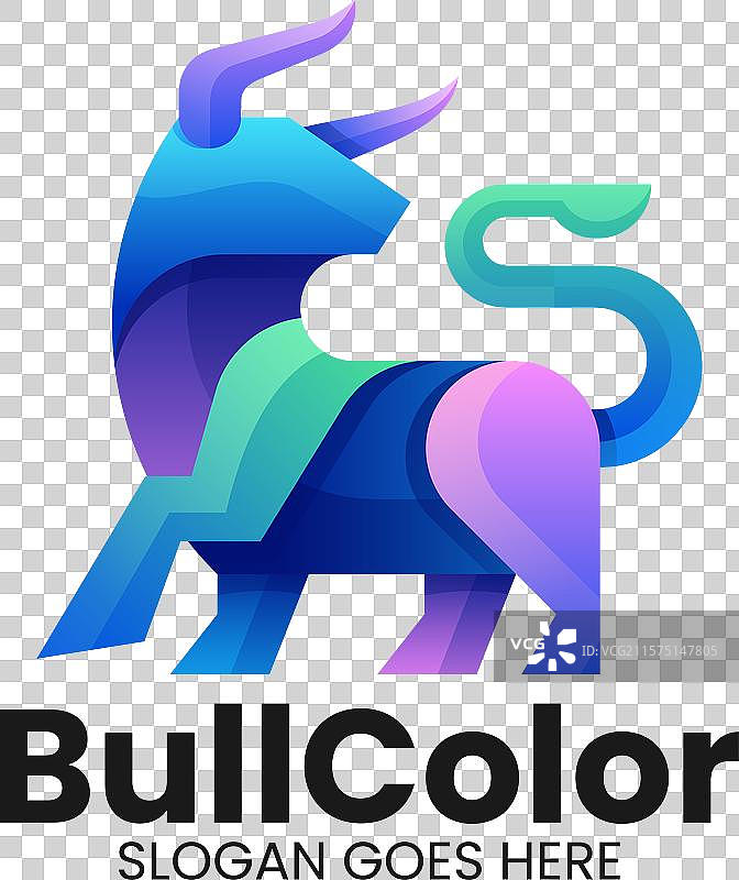 彩色渐变风格的牛标志图片素材