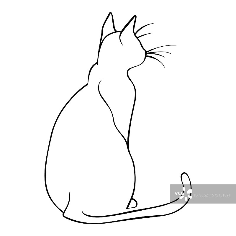 坐着的猫单线条抽象艺术手绘图片素材