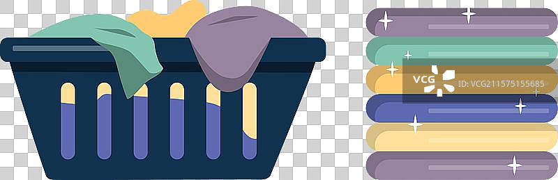 洗衣篮里有脏衣服和干净衣服图片素材