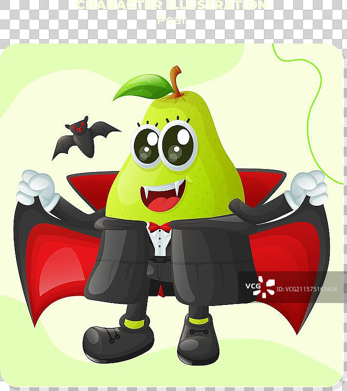 可爱的梨子角色在万圣节庆祝图片素材
