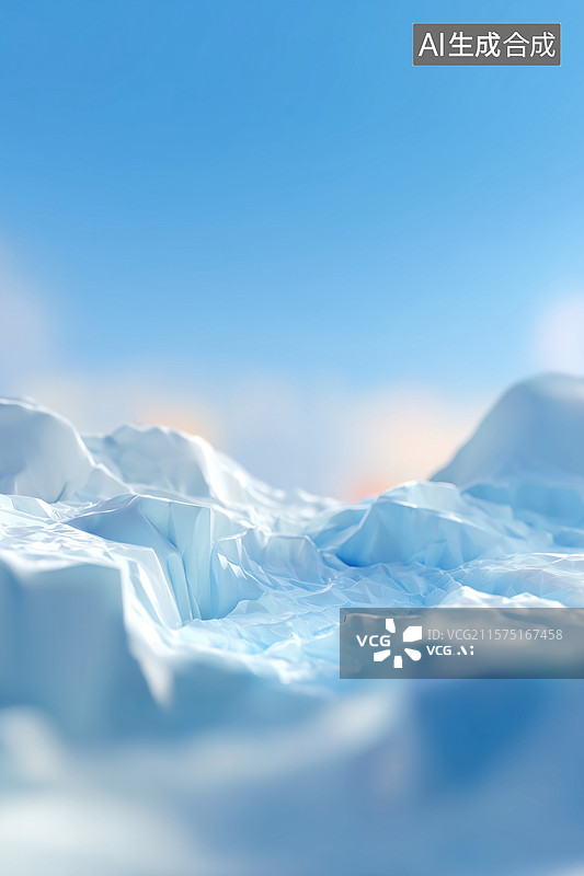 【AI数字艺术】北极南极寒冷的极地冰天雪地3D卡通立体场景背景插画图片素材