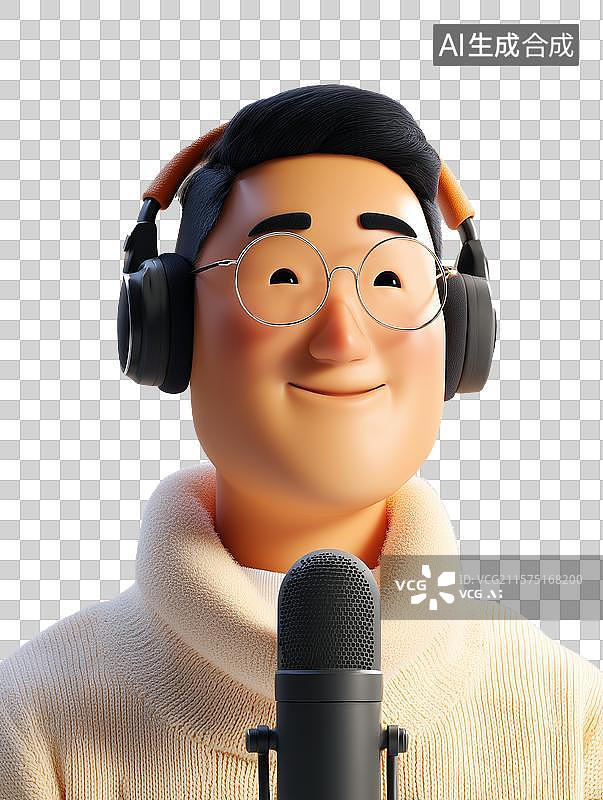 【AI数字艺术】在进行直播的男主播图片素材