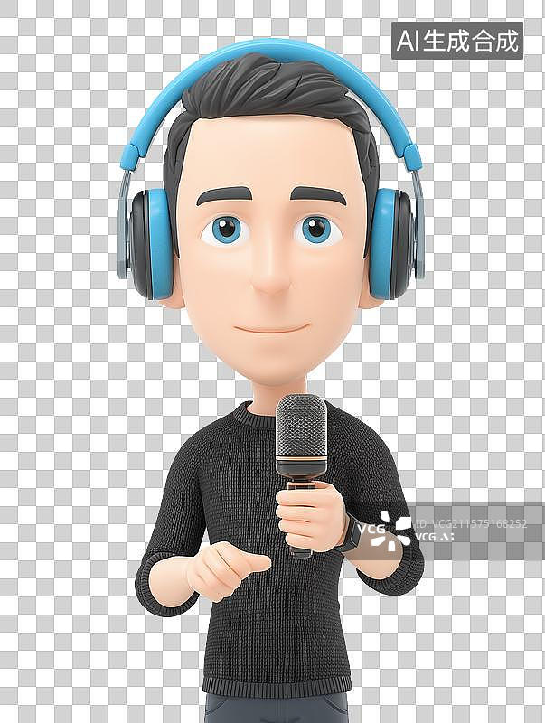 【AI数字艺术】在进行直播的男主播图片素材