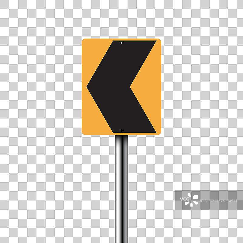 弯道交通标志孤立在白色背景上图片素材
