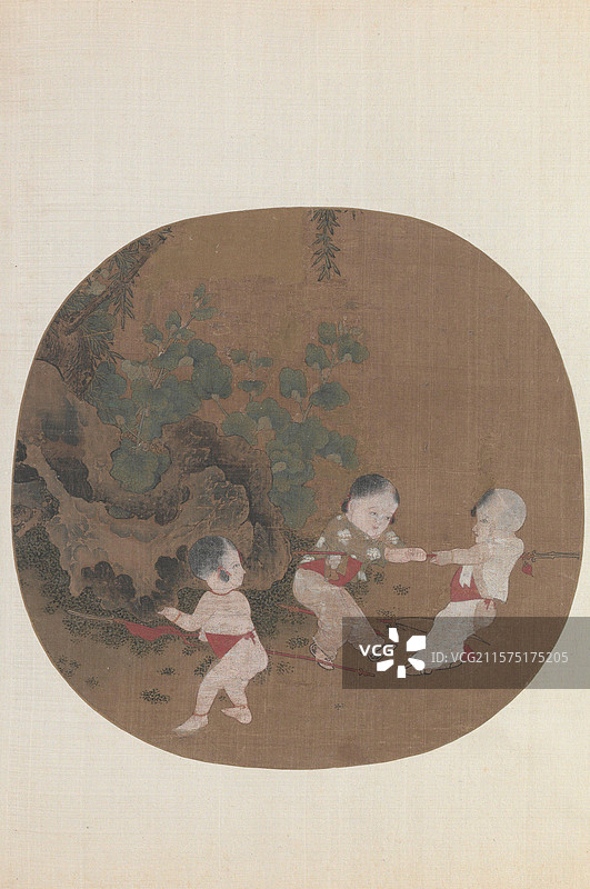 宋代绘画艺术品，佚名，秋庭戏婴图页图片素材