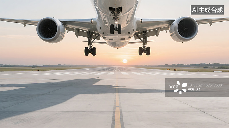 【AI数字艺术】飞机跑道降落图片素材