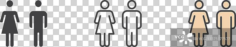 黑色填充和轮廓风格的厕所图标集图片素材