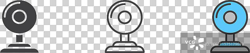 黑色填充和轮廓风格的网络摄像头图标集图片素材