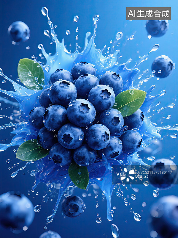 【AI数字艺术】蓝莓新鲜水果特写图片素材