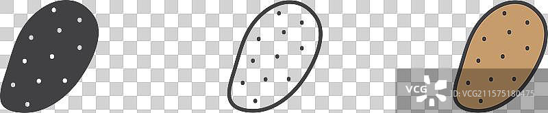 土豆图标集，黑色填充和轮廓风格图片素材