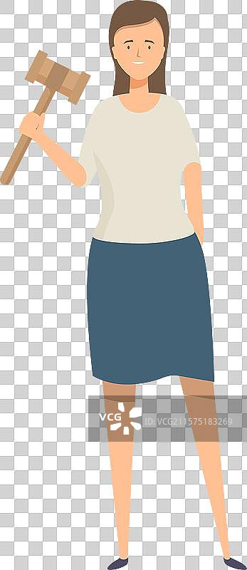 女性拍卖师手持木槌站立图片素材