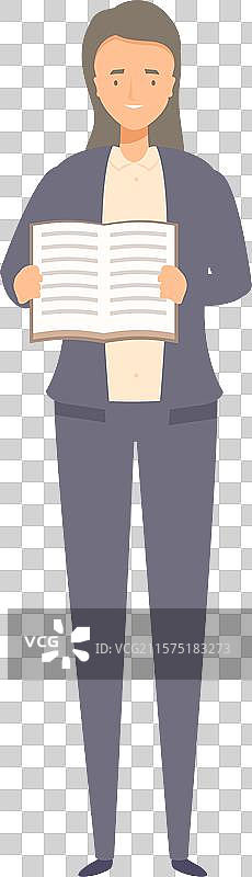 女商人手持打开的书籍进行展示图片素材