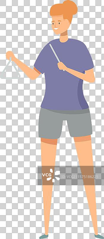 女学生在演奏三角铁乐器音乐图片素材