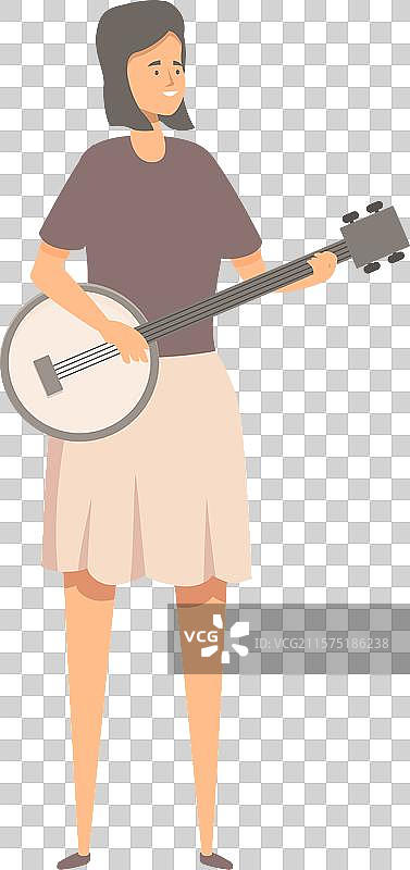 年轻女性演奏班卓琴民间音乐乐器图片素材