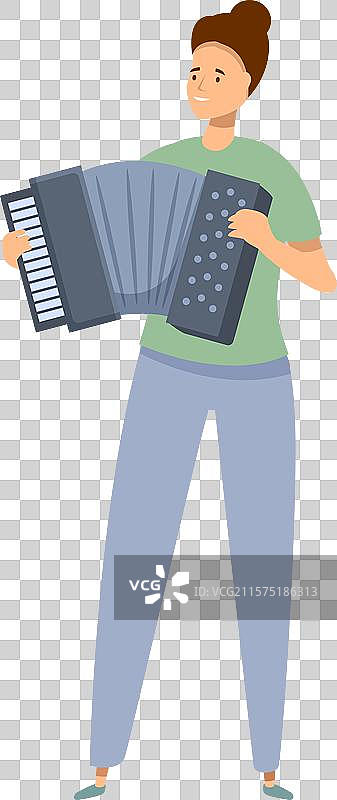 年轻女性在演奏手风琴图片素材