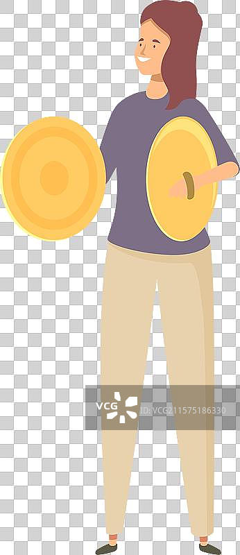 女性音乐家演奏撞击镲图片素材