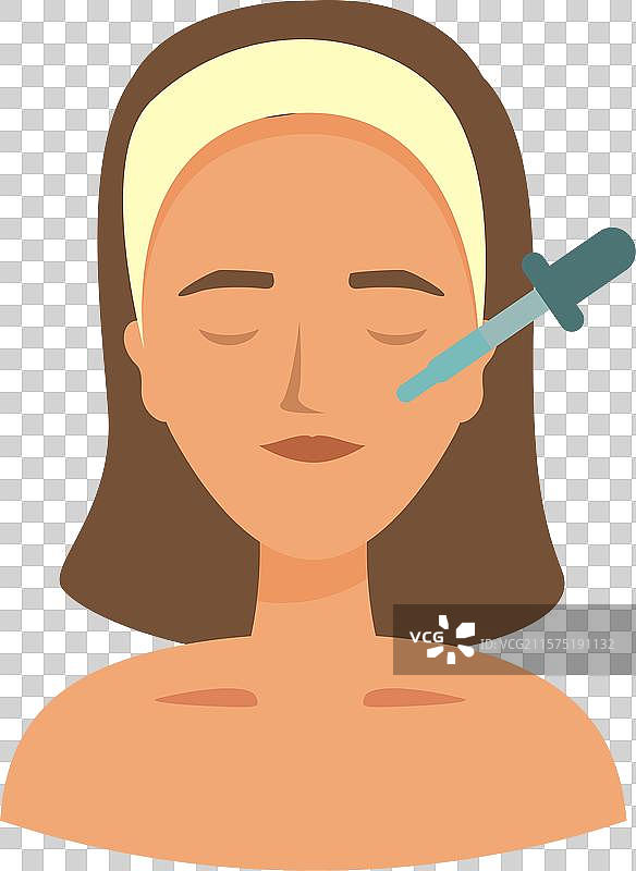 女性在护肤程序中涂抹精华液于面部图片素材