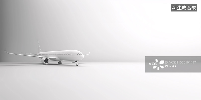 【AI数字艺术】灰色背景下的飞机特写镜头图片素材