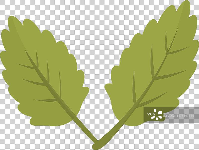 两个绿色叶子形成的V形设计元素图片素材