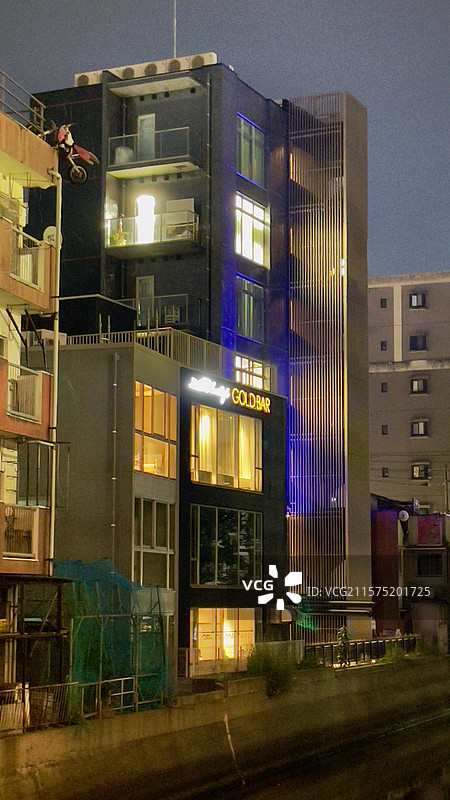 福冈那珂川两岸夜景风光图片素材