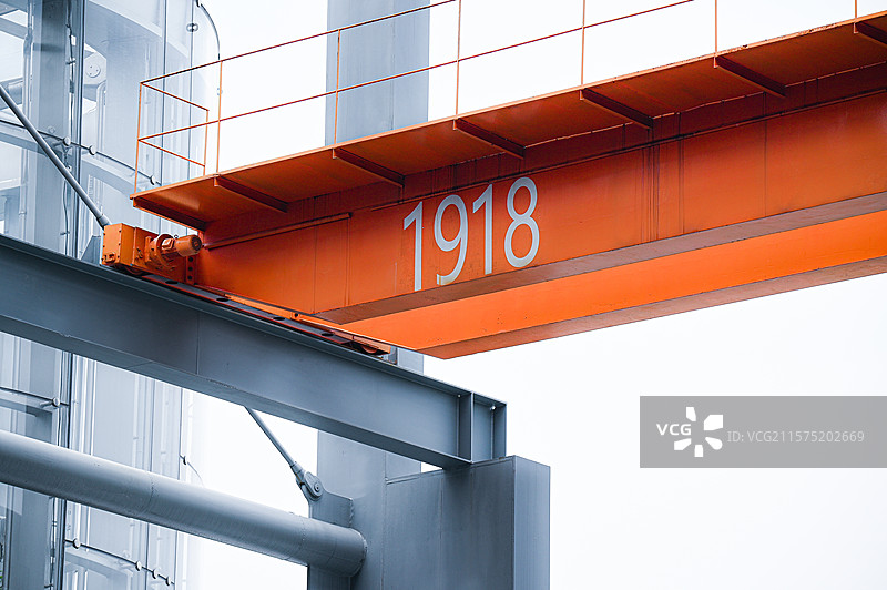 桁架 桁车 工业风 金属 1918 橙色 上海世博文化公园 温室花园图片素材