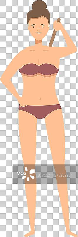 年轻女性手持木制背部抓挠器图片素材