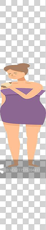 年轻女性穿着毛巾按摩肩膀图片素材