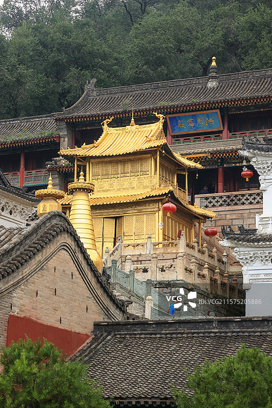 五台山寺面古代建筑金殿艺术图片素材