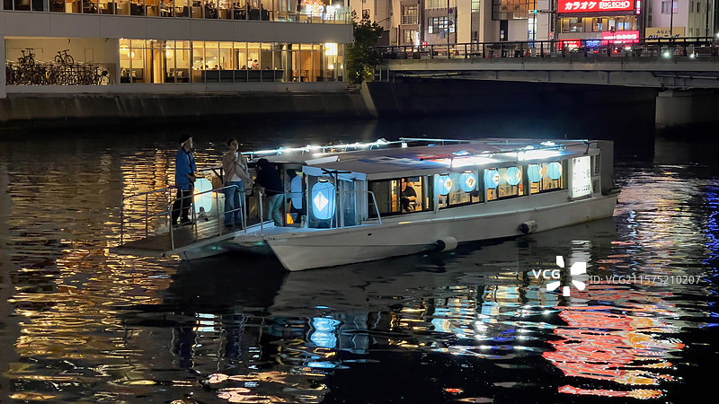 福冈那珂川两岸夜景风光图片素材