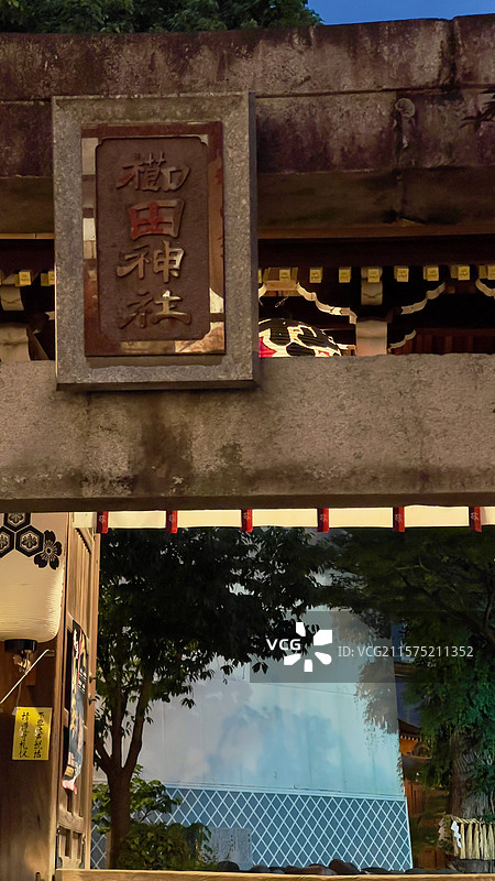 福冈栉田神社夜晚图片素材