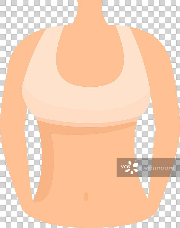 穿着运动胸罩的女性身体，健身图标展示图片素材