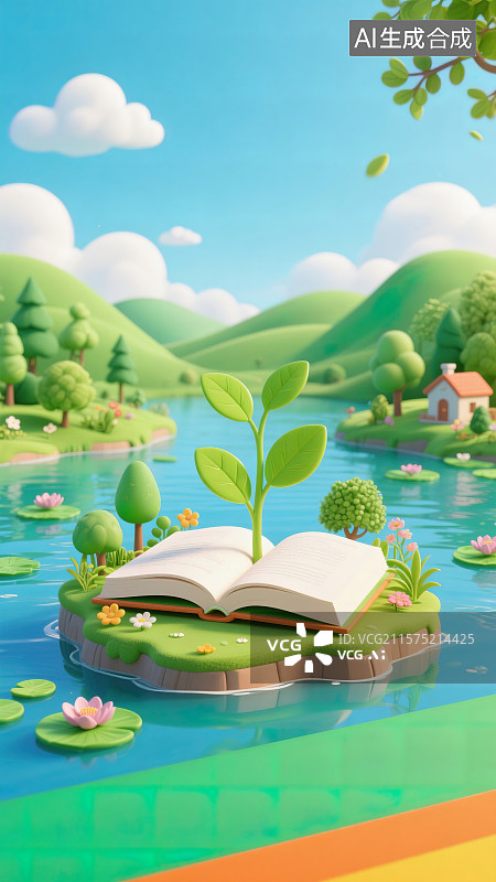 【AI数字艺术】书本中的奇幻世界图片素材
