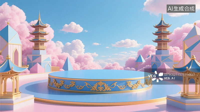【AI数字艺术】东方意境的梦幻舞台图片素材