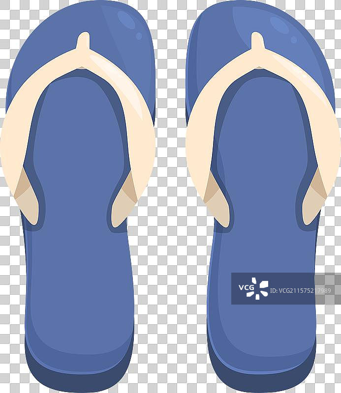 一双蓝色的沙滩拖鞋踮起脚尖图片素材