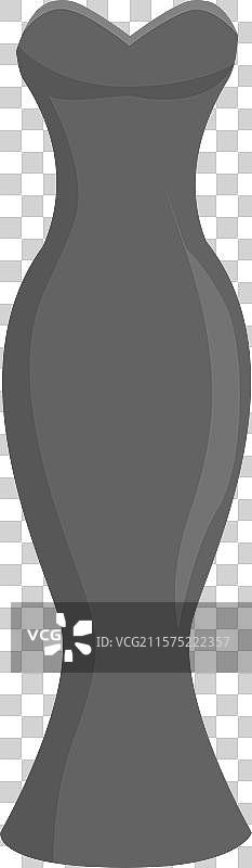 长款黑色无肩带连衣裙，裙摆飘逸图片素材