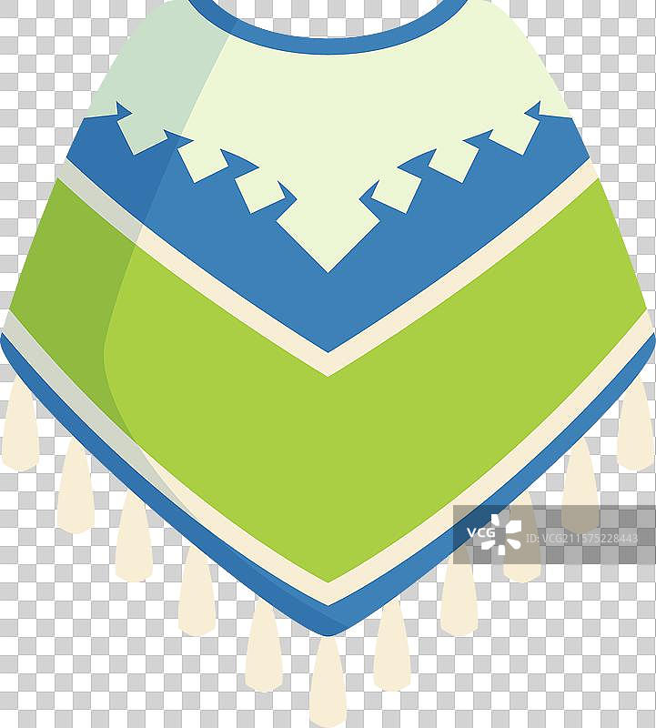 绿色和蓝色的斗篷，带有白色边缘和流苏图片素材