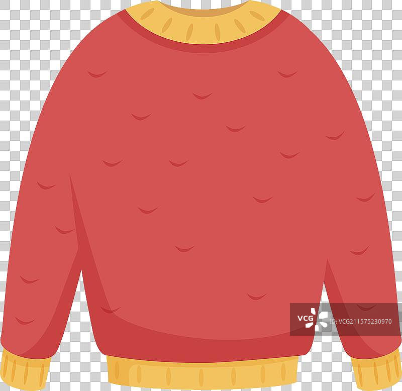 红色毛衣，带有黄色罗纹，舒适温暖图片素材