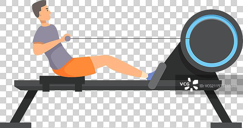 男子在划船机上锻炼心肺功能图片素材