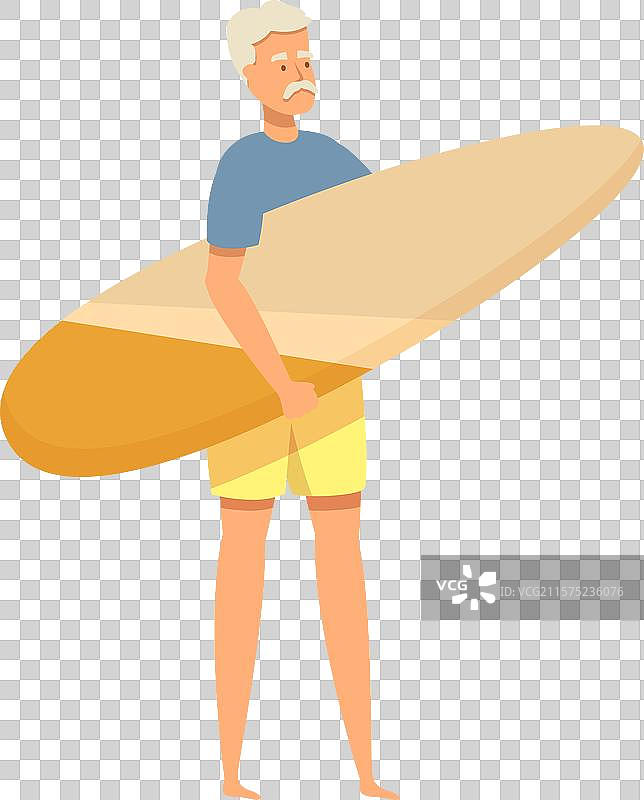 老年人手持冲浪板准备去冲浪图片素材